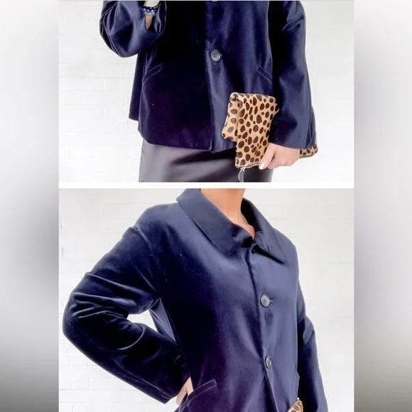 Talbots Navy Blue Velvet Jacket, Size 10 Petite - Picture 2 of 12